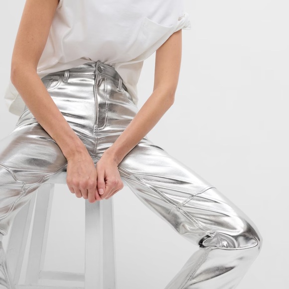 Gap High Rise Vegan Leather Cheeky Straight Pants - Picture 2 of 8